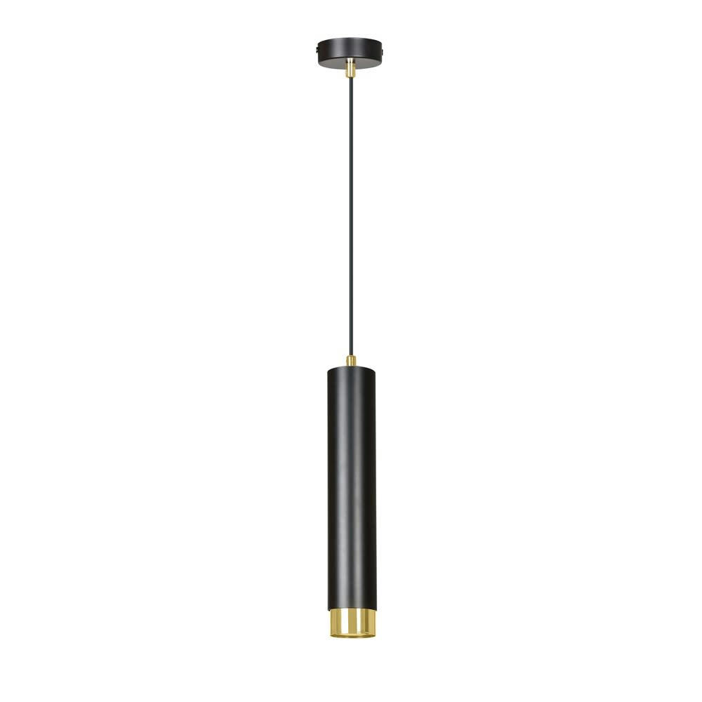 MURA - Suspension élégante cylindrique noire avec des détails dorés
