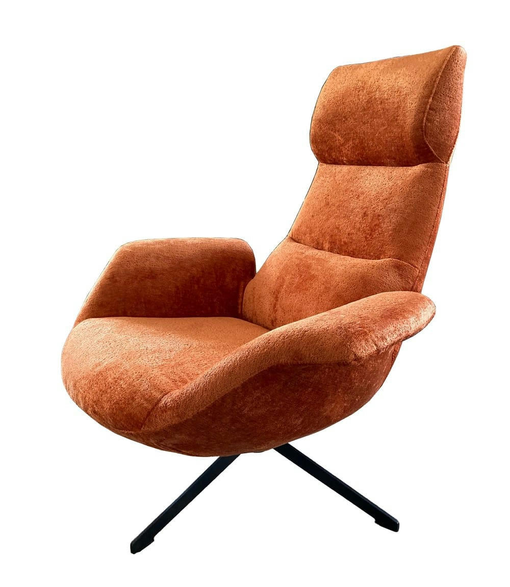 ASTI - Fauteuil rotatif en velours orange