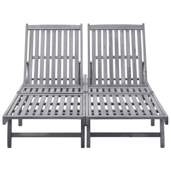Leżak Szary Drewno akacjowe 2-Person sun lounger vidaXL