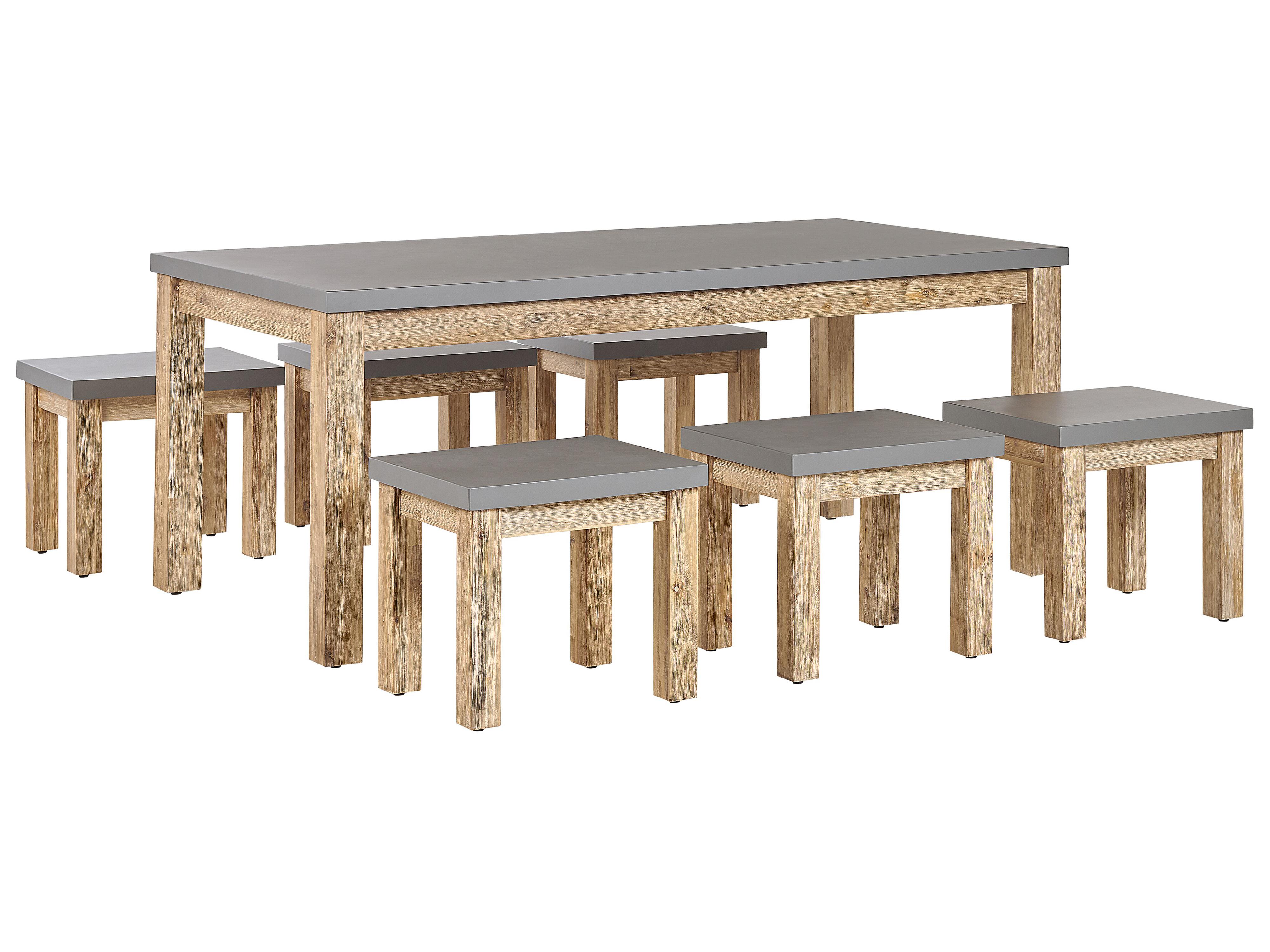 Garden Dining Set with Benches 6 Seater OSTUNI Concrete Grey