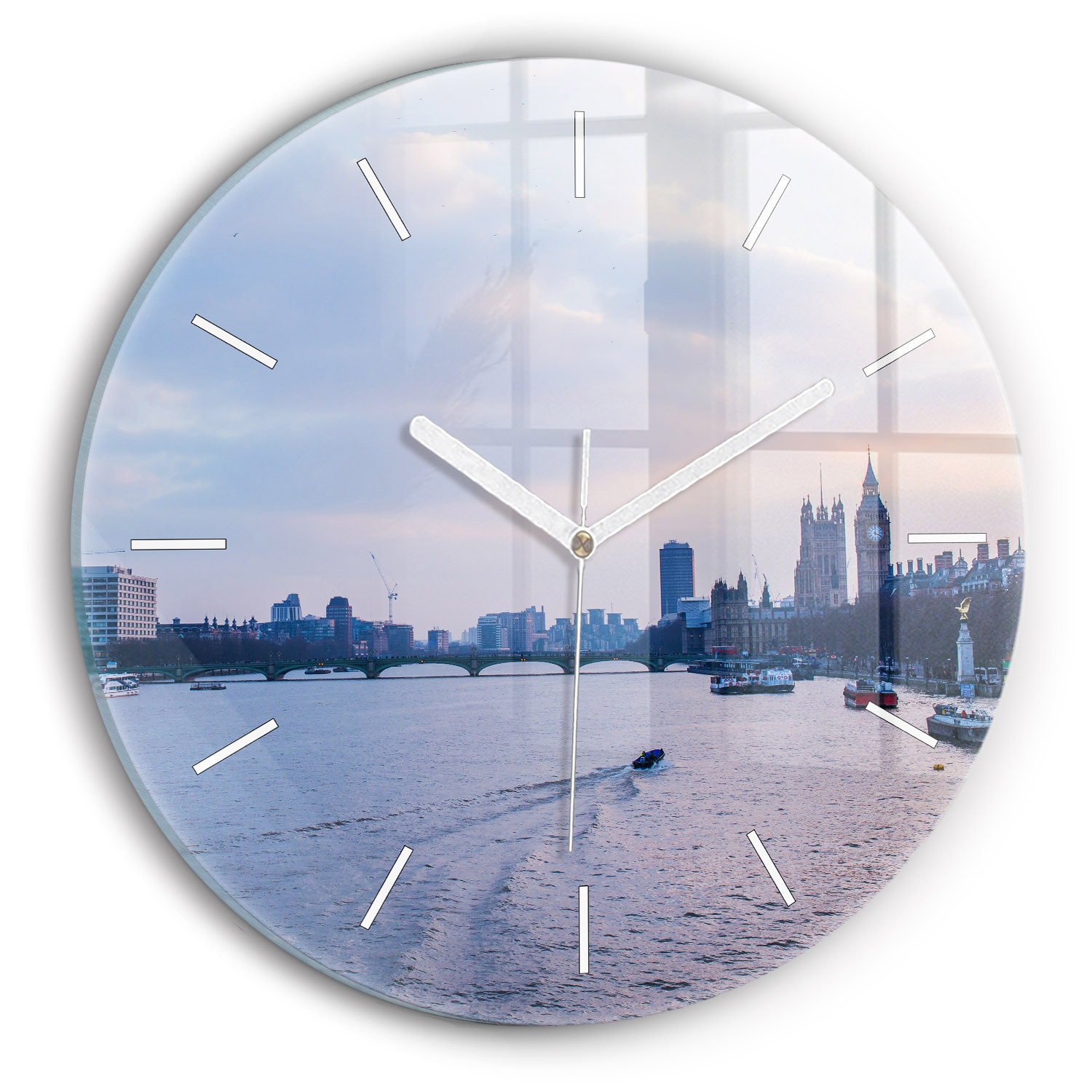 Ścienny Zegar szklany ozdobny London Eye panorama miasta