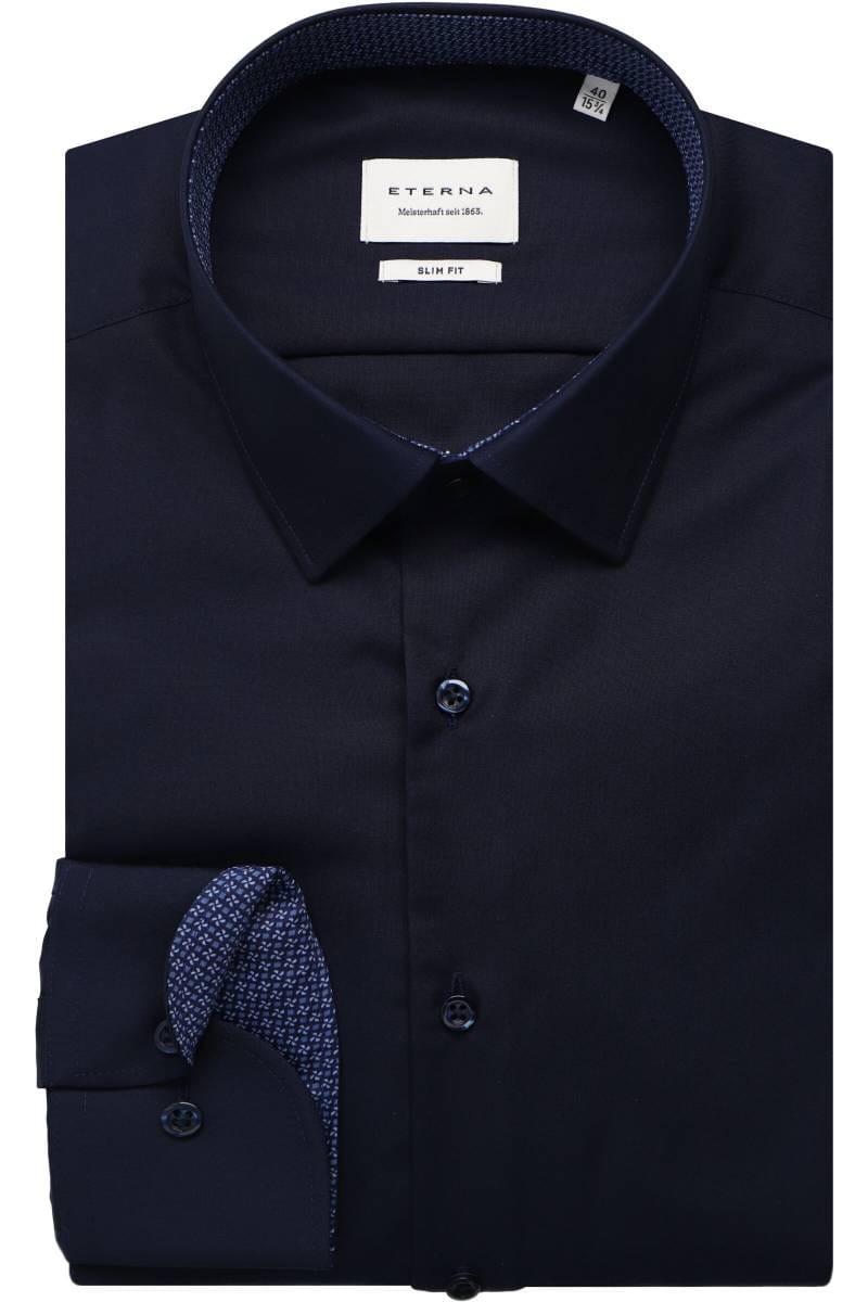 ETERNA Slim Fit Hemd blau, Einfarbig (extra langer Arm)