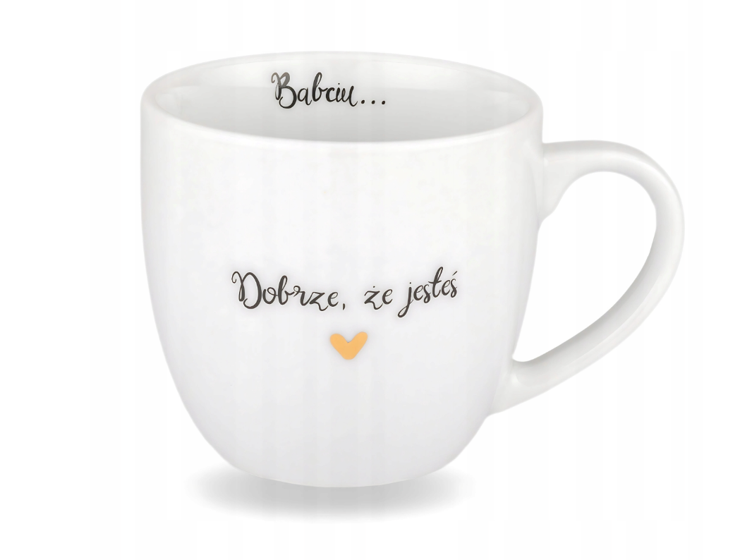 Biały Kubek Porcelanowy 300 ml - Babciu Dobrze, że Jesteś na Dzień Babci