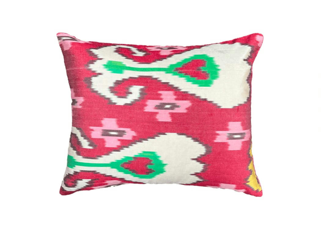 - Housse de coussin velours et soie ikat  40x50 multicouleur