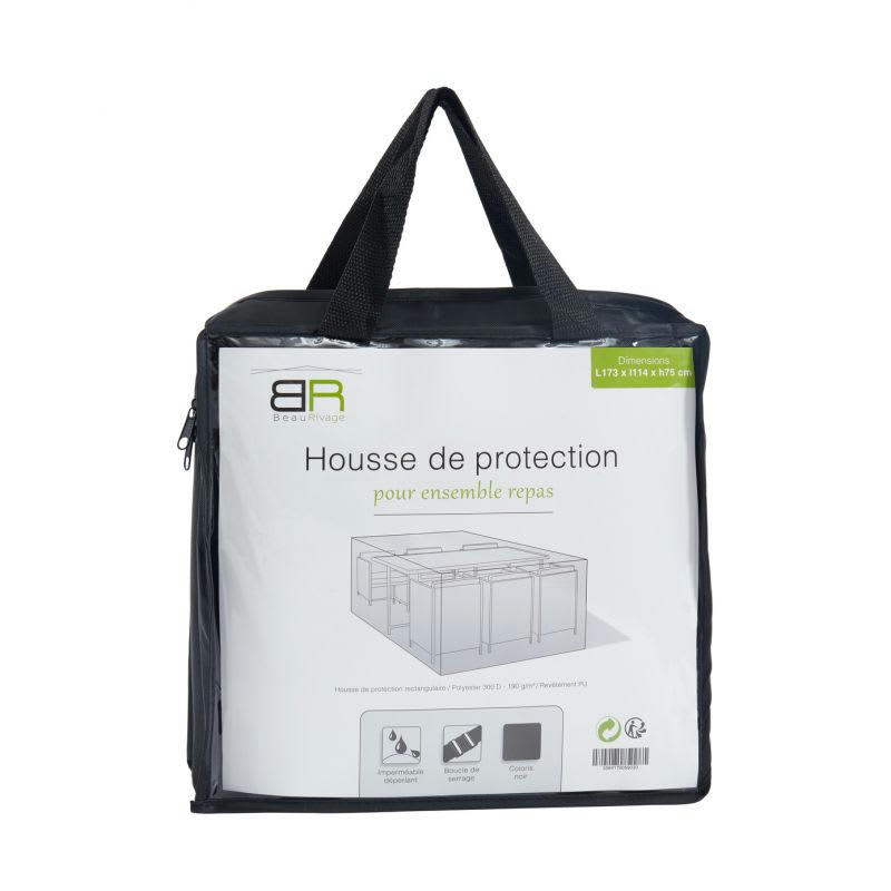 HOUSSE - Housse de protection pour ensemble repas de jardin 6 places noir