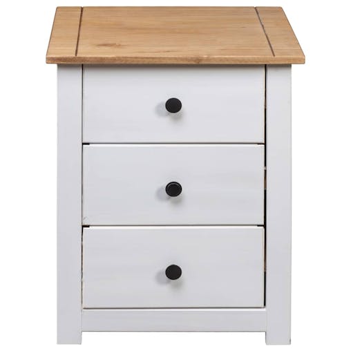 NNEVL Bedside Cabinet White 46x40x57 cm Pinewood Panama Range