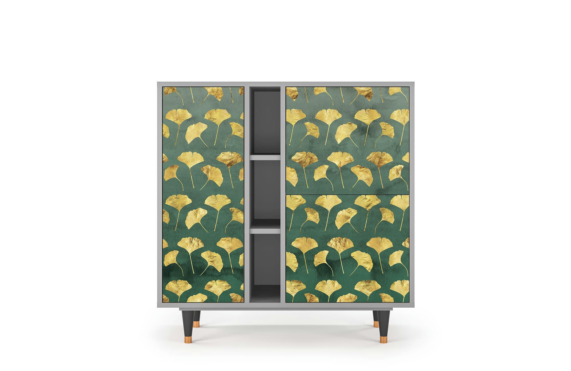 GINGKO LEAVES - Buffet  vert et jaune 3 portes L 94 cm