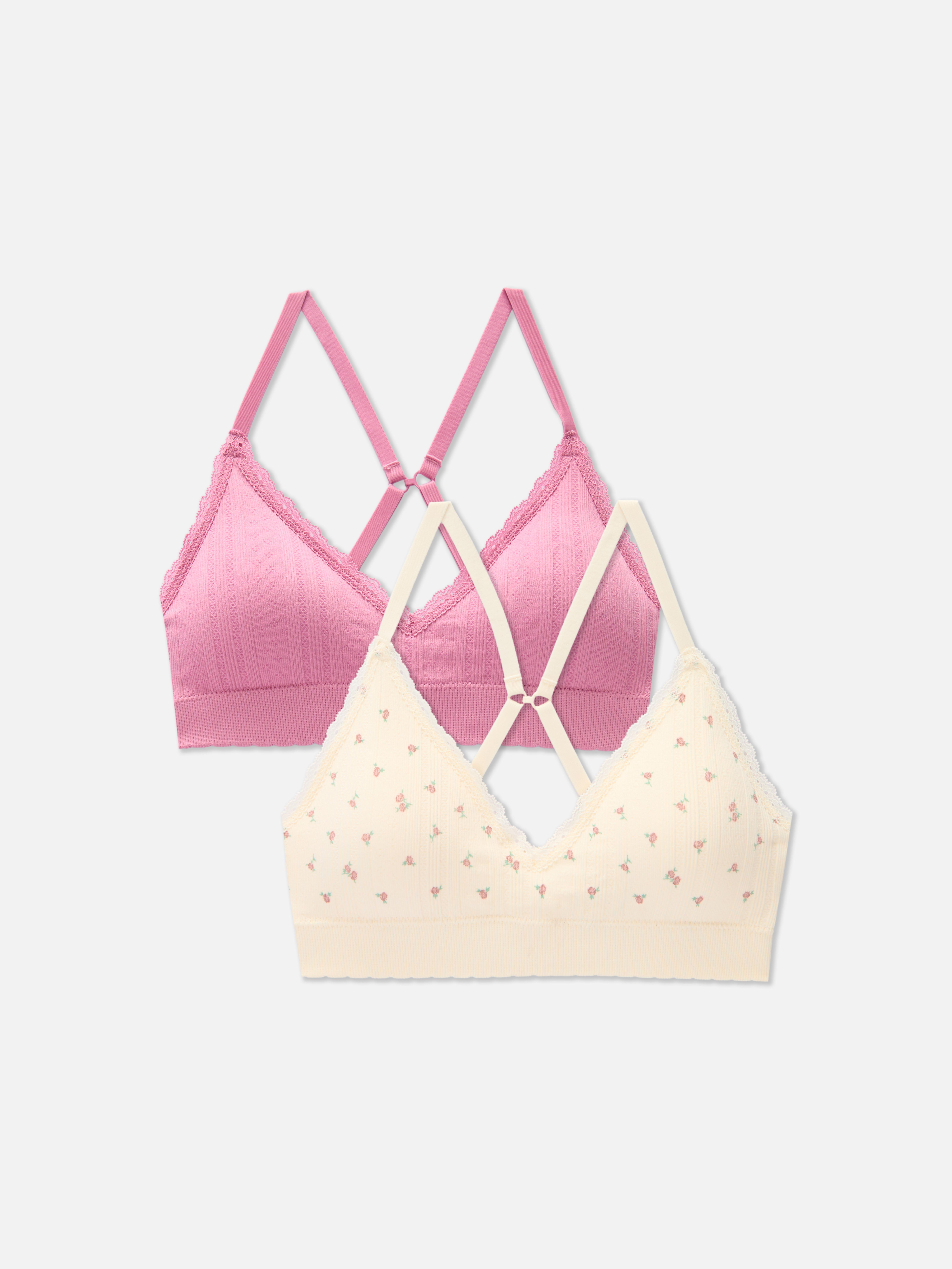 2pk Seamless Lace Trim Triangle Bras