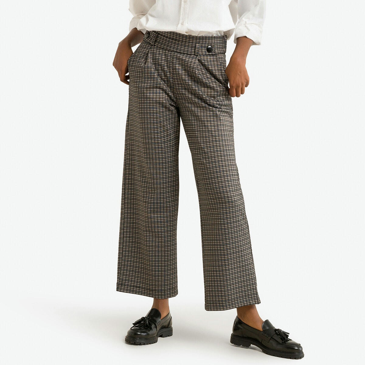 Pantalon large à carreaux