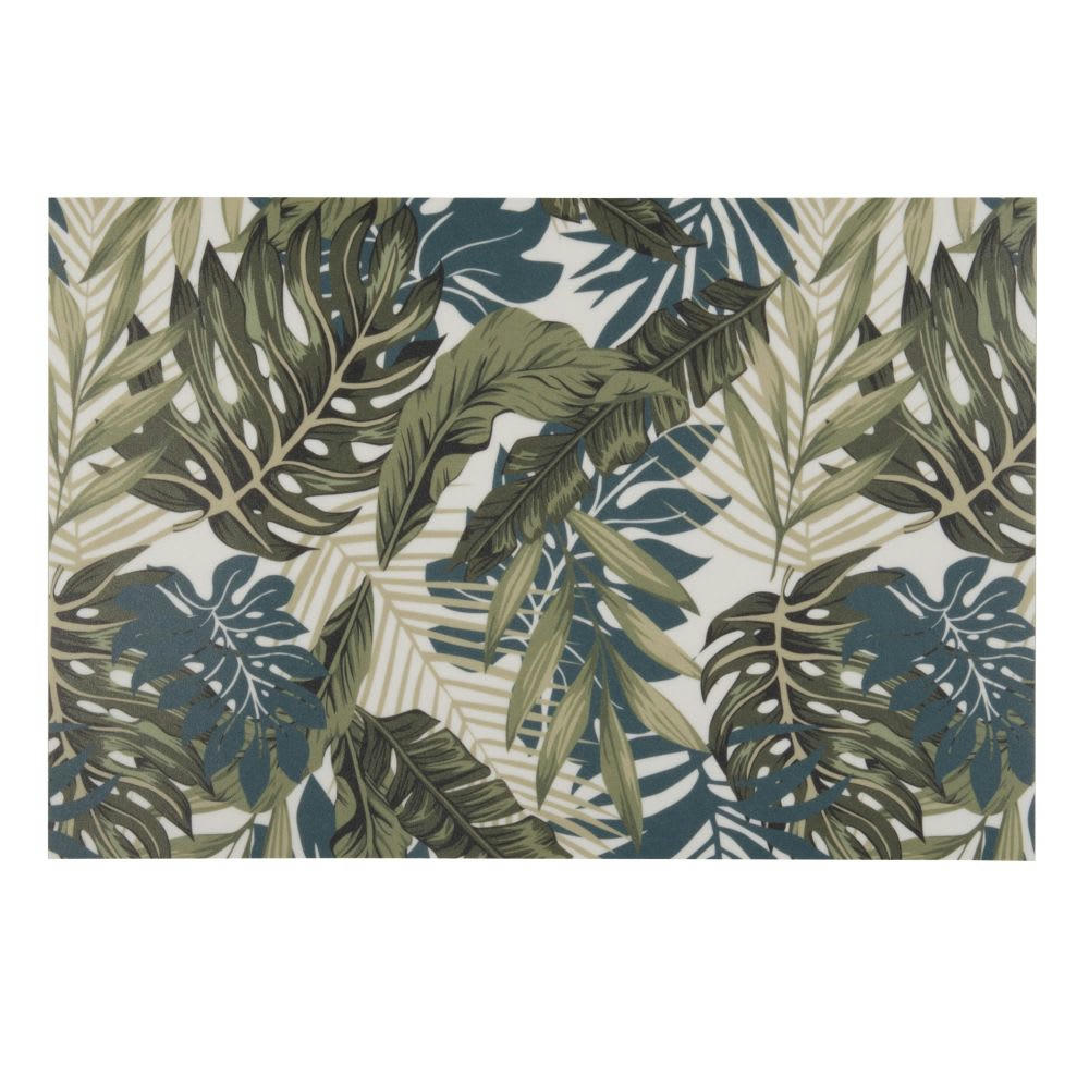 AMAZONIE - Set de table en vinyle imprimé végétal vert et vert kaki 30x45