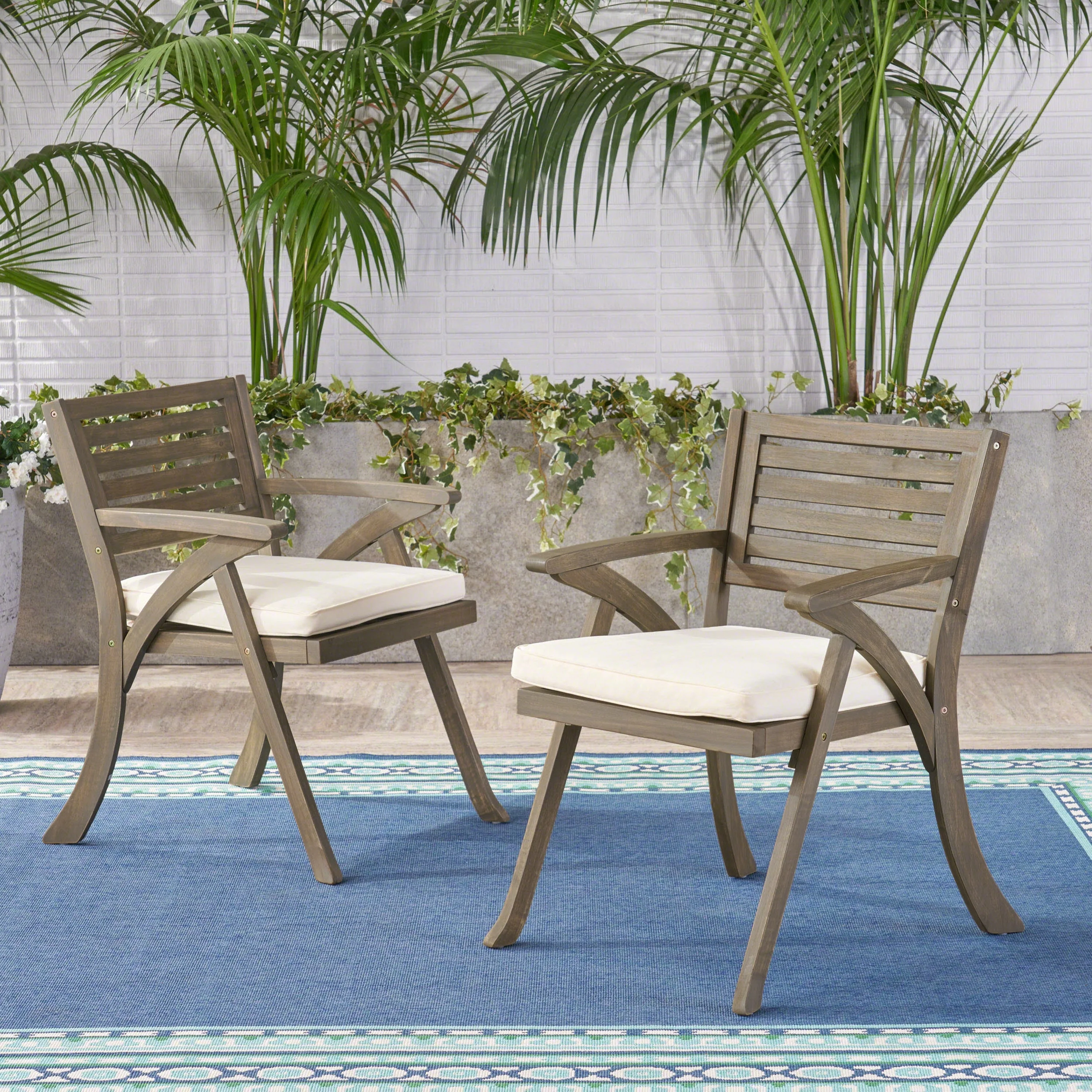 Hermosa Outdoor Acacia Wood Dining Chair (Set of 2) by Christopher Knight Home - N/A