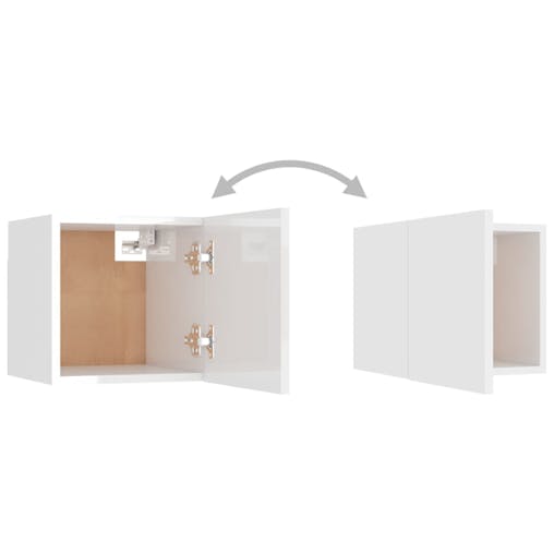 NNEVL Bedside Cabinet High Gloss White 30.5x30x30 cm Chipboard