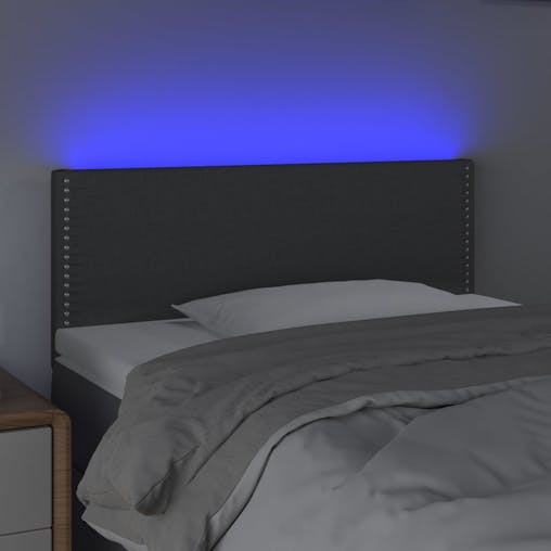 NNEVL LED Headboard Dark Grey 100x5x78/88 cm Fabric