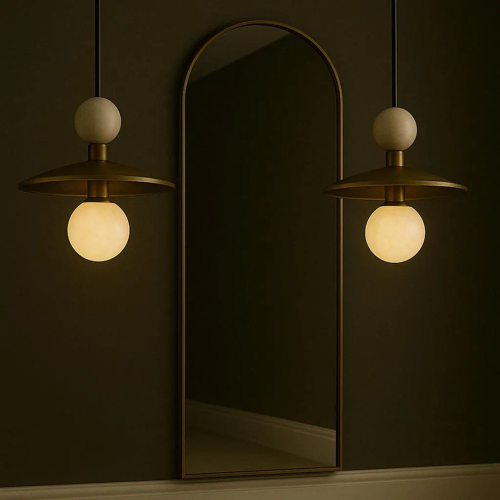 Brass Pendant Light, Marble Stone Chandelier Lighting, Modern Ceiling Lamp