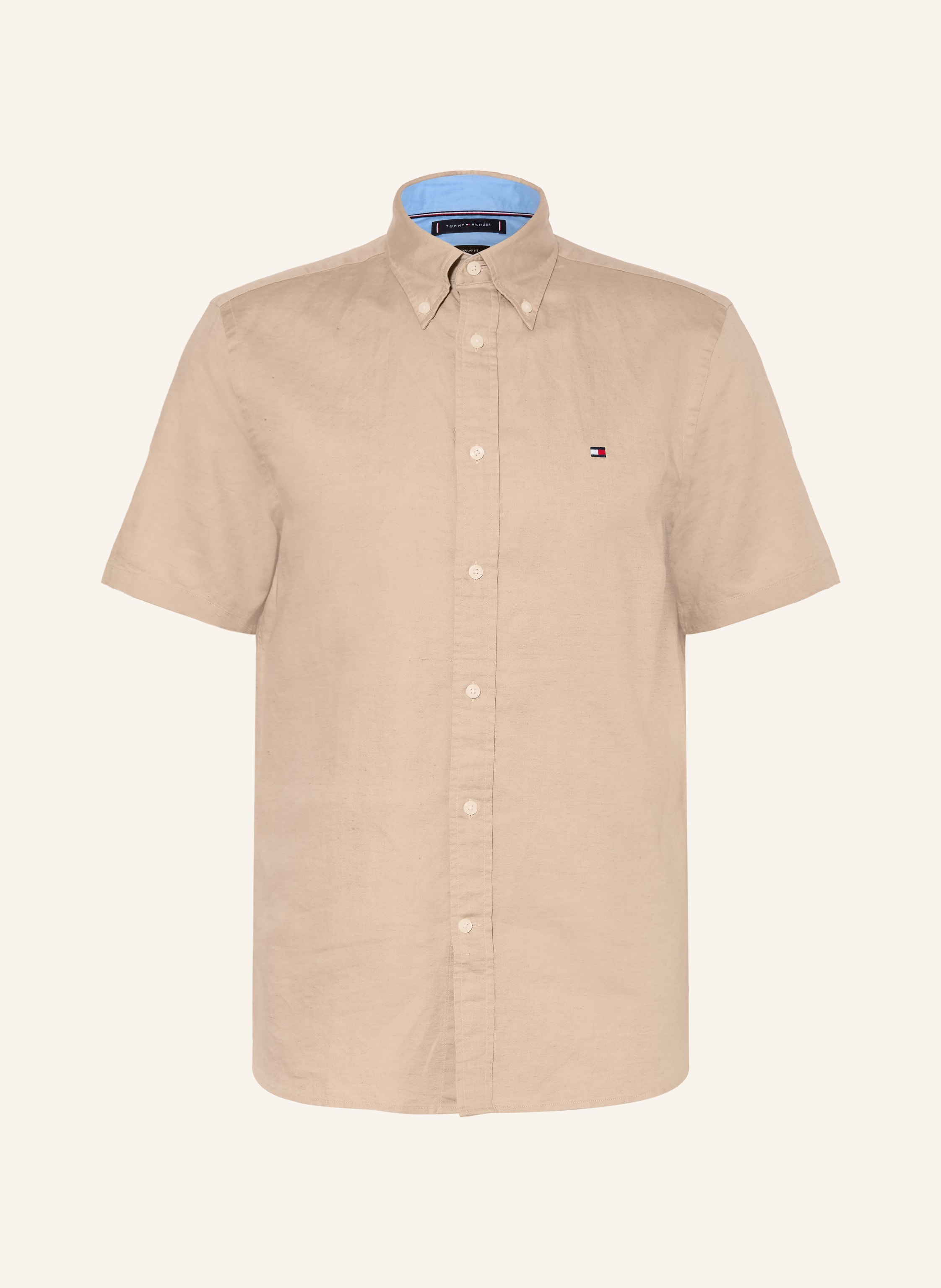 TOMMY HILFIGER Kurzarm-Hemd Regular Fit mit Leinen