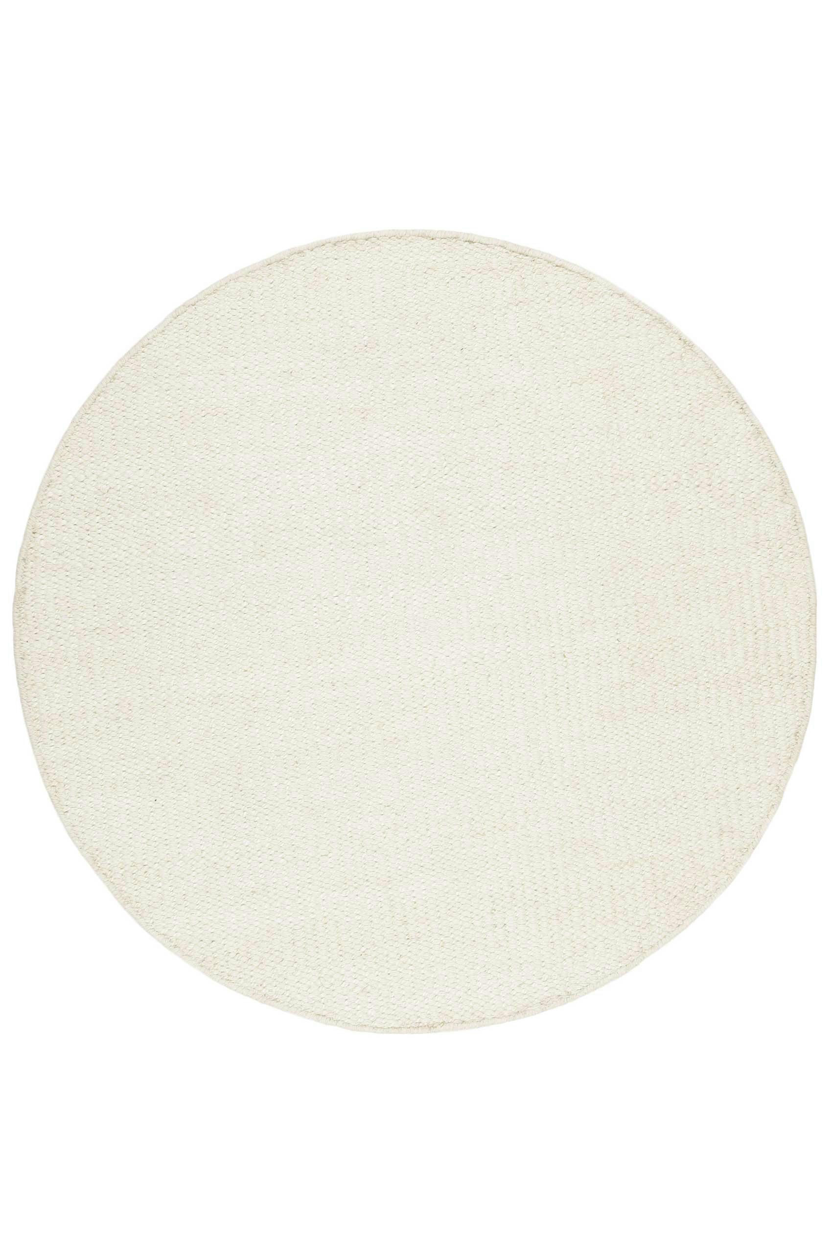 GOBI - Tapis plat rond fait main laine vierge et jute crème 200 D