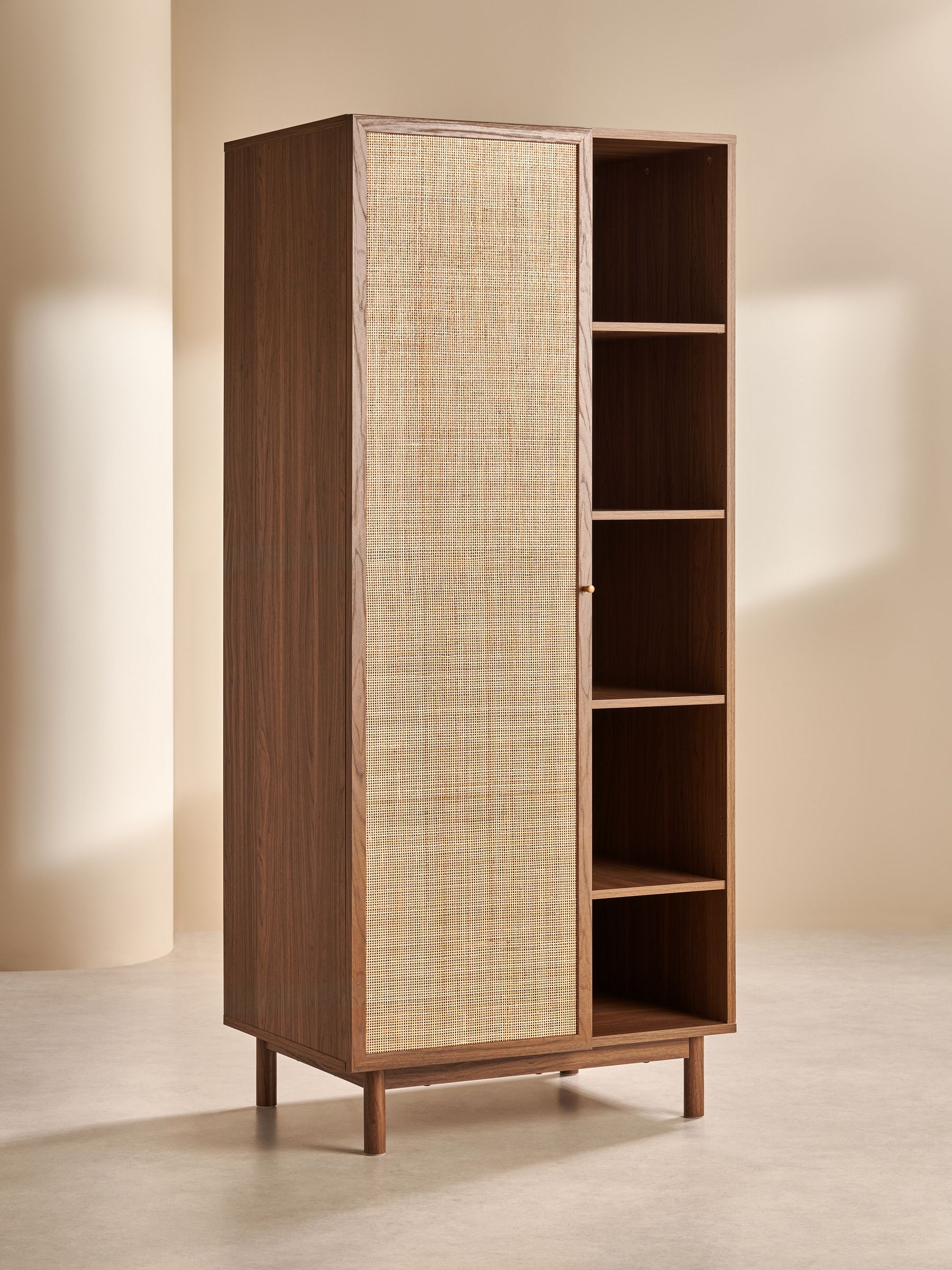 Pavia Rattan Double Wardrobe in Dark Oak Effect