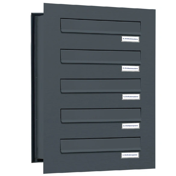 Briefkasten, Parteien: 5, Mauerdurchwurf, BxHxT: 153,320 x 57,5 x 48,0 cm