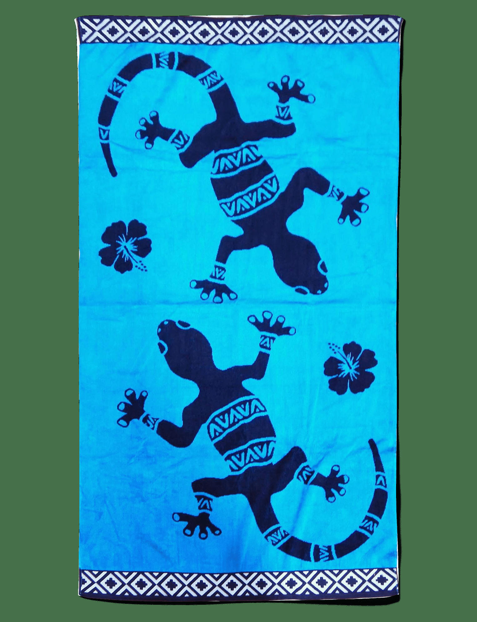 PLAGE - Serviette de plage éponge velours bleu turquoise tuko 86 x 160