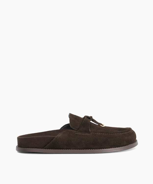 Glowings Brown - Suede Tassel-Detail Mules