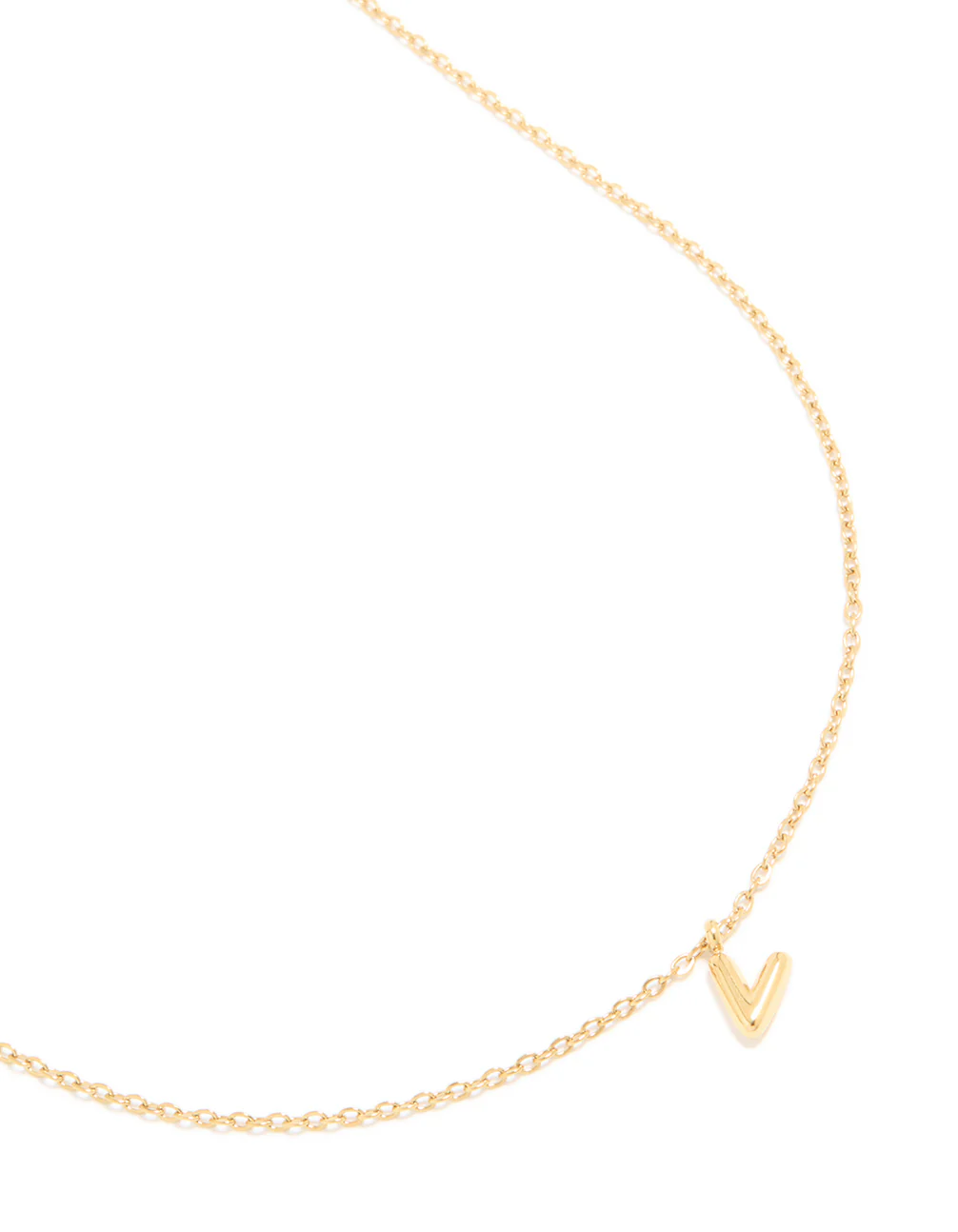 Waterproof Gold Plated Stainless Steel Mini Bubble Letter V Necklace