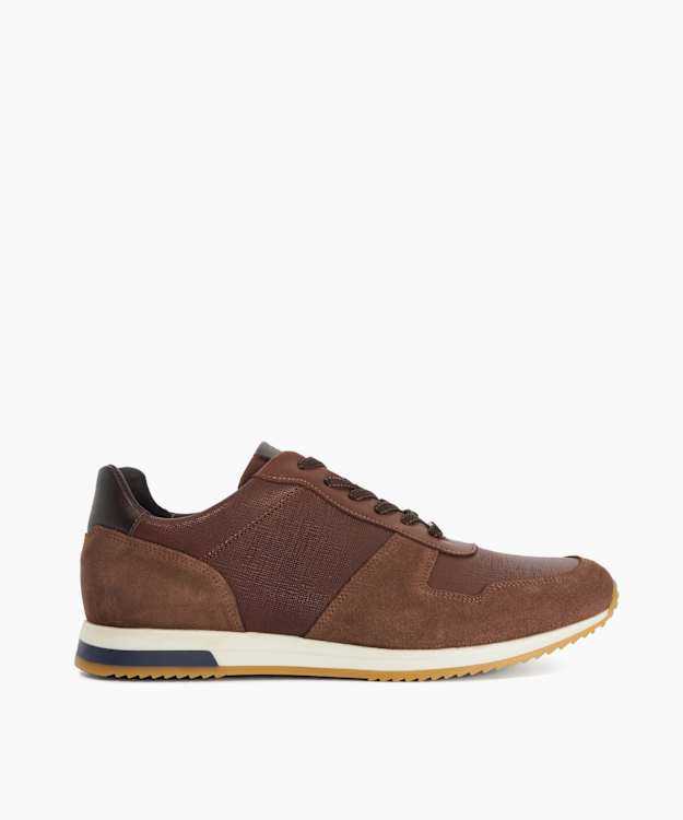 Trusting Brown - Leather-Suede Low-Top Trainers