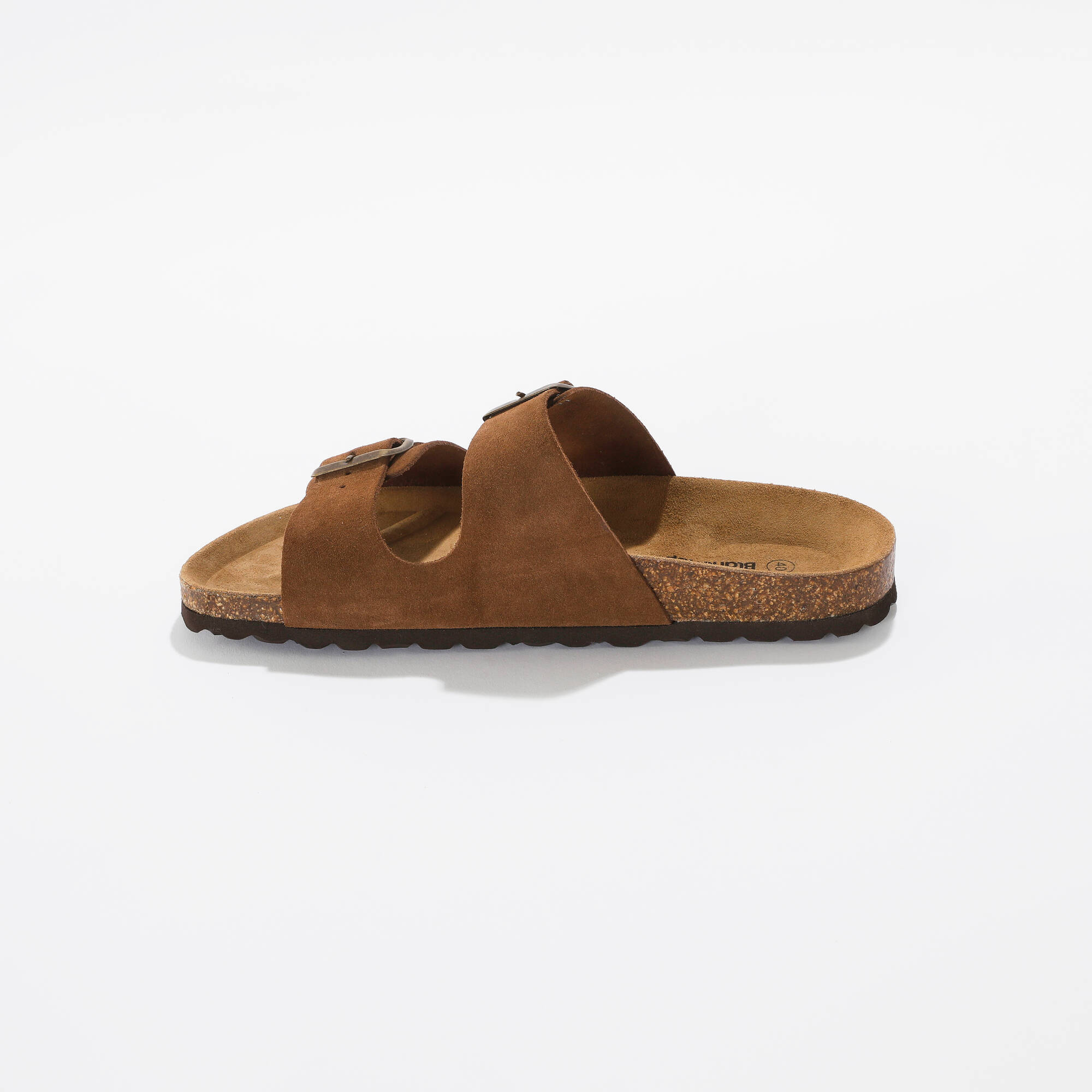 Mules cuir à boucles réglables - marron