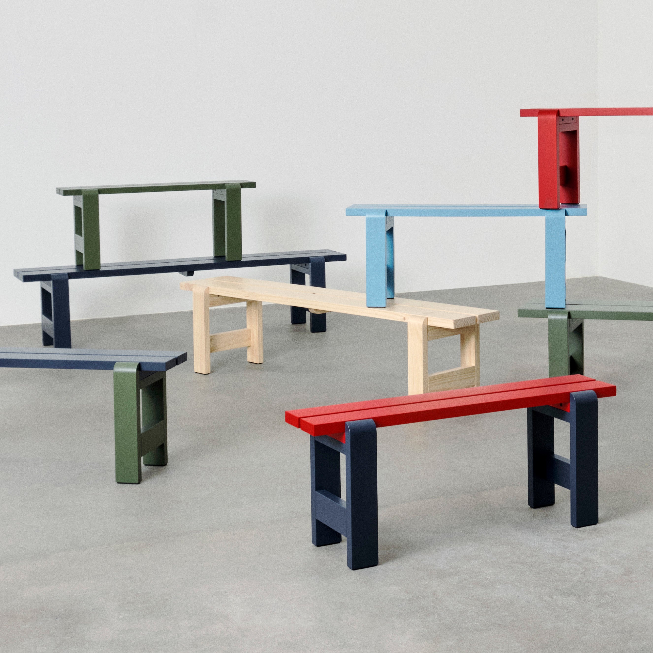 HAY Weekday Bankje B 111 cm - Duo Steel Blue