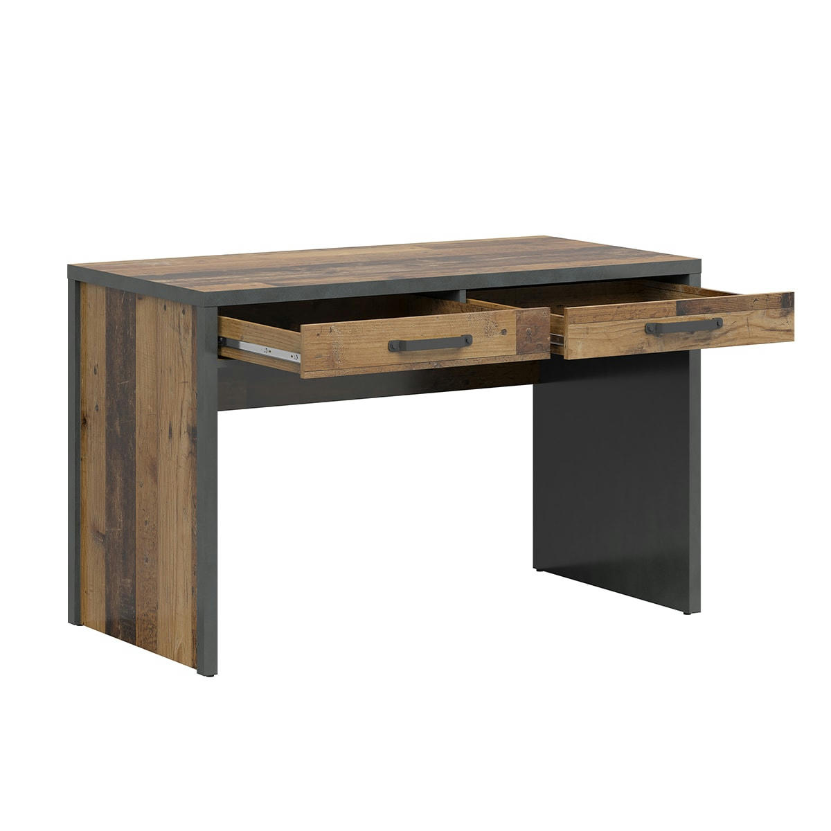 - Bureau 2 tiroirs stratifiés naturel et gris