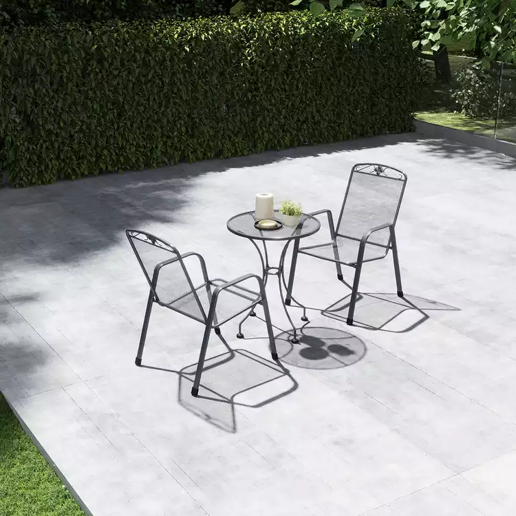 Pacific Savoy 2 Seater Metal Garden Bistro Set - Grey