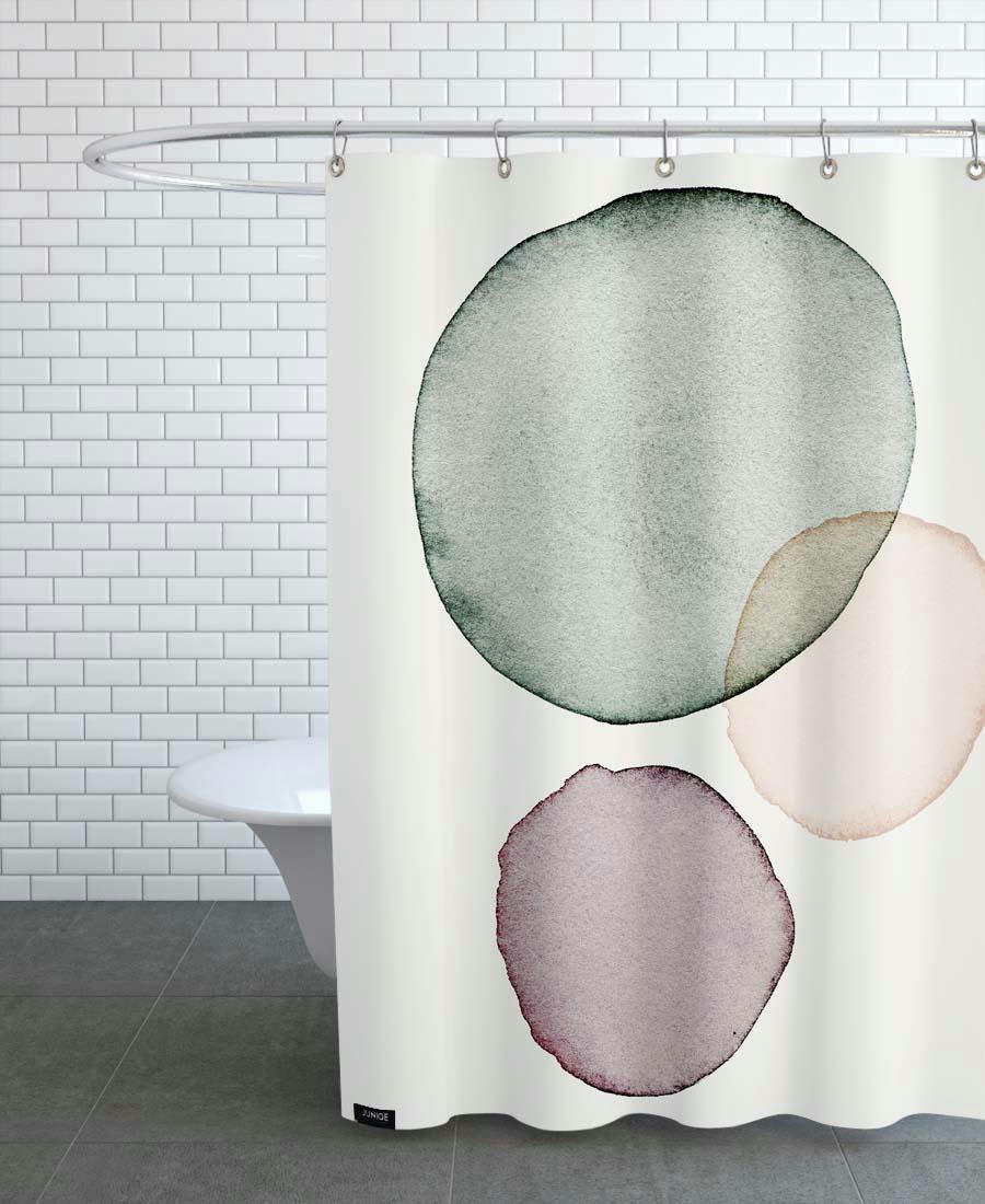 CALM - Rideau de douche en polyester en noir & vert 150x200