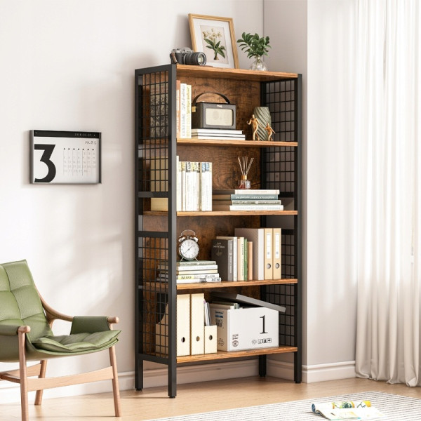 Regał stojący drewniany na książki rustykalny industrialny loft
