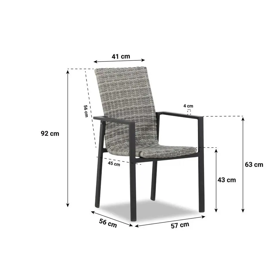 Tuinstoel stapelbaar Wicker Grijs-antraciet Lifestyle Garden Furniture Upton