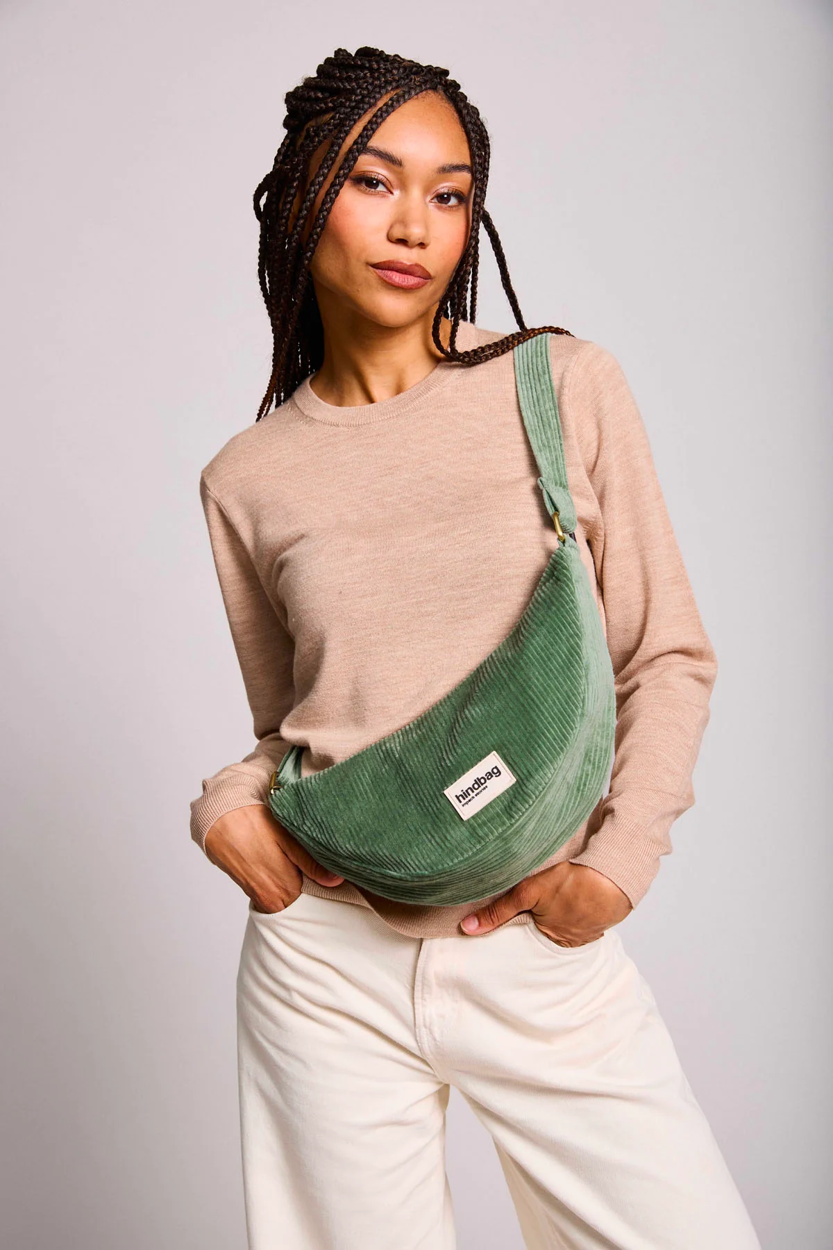 Sac banane Andrea Velours Vert d'eau