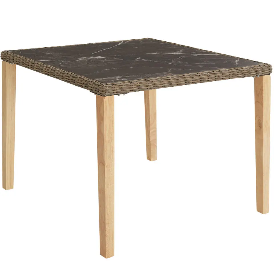 tectake Wicker tafel Tarent 93,5x93,5x75cm, Natuur