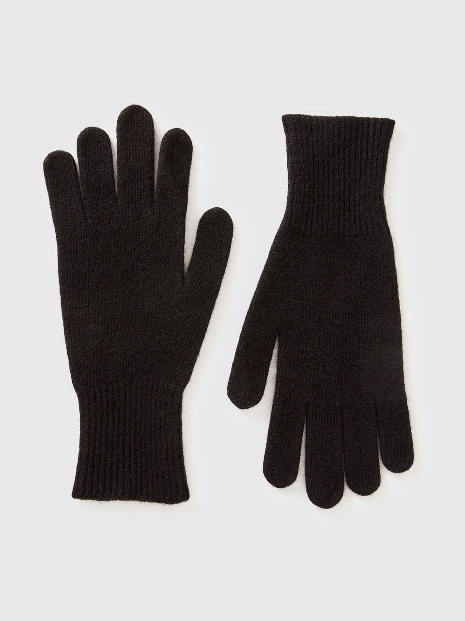 Black gloves in pure Merino wool