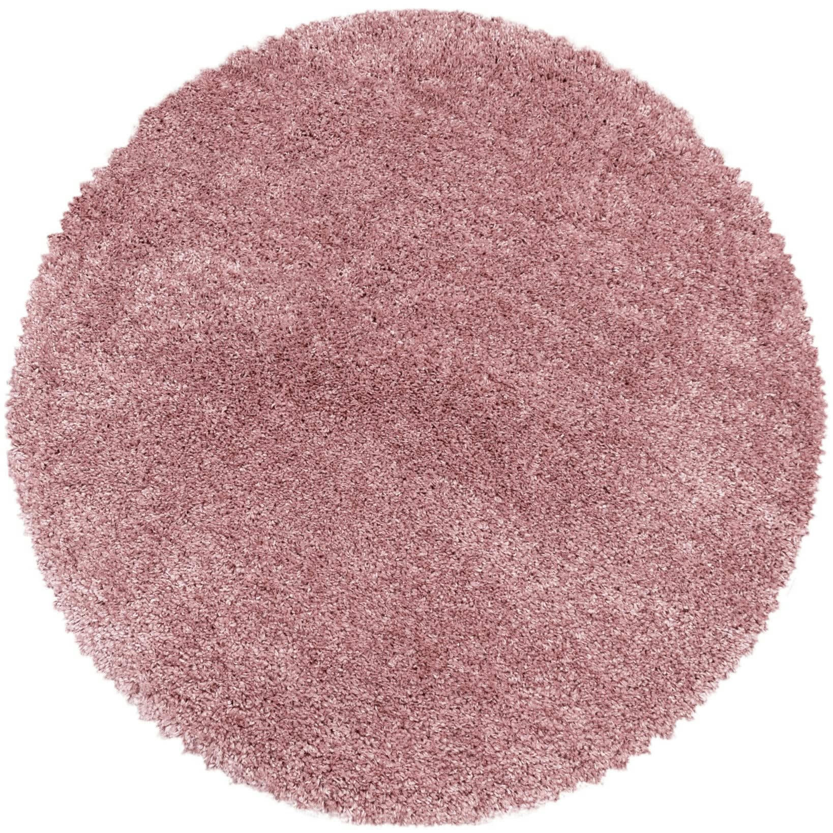 MOELLEUX - Tapis cosy rond à poils longs rose 200x200cm