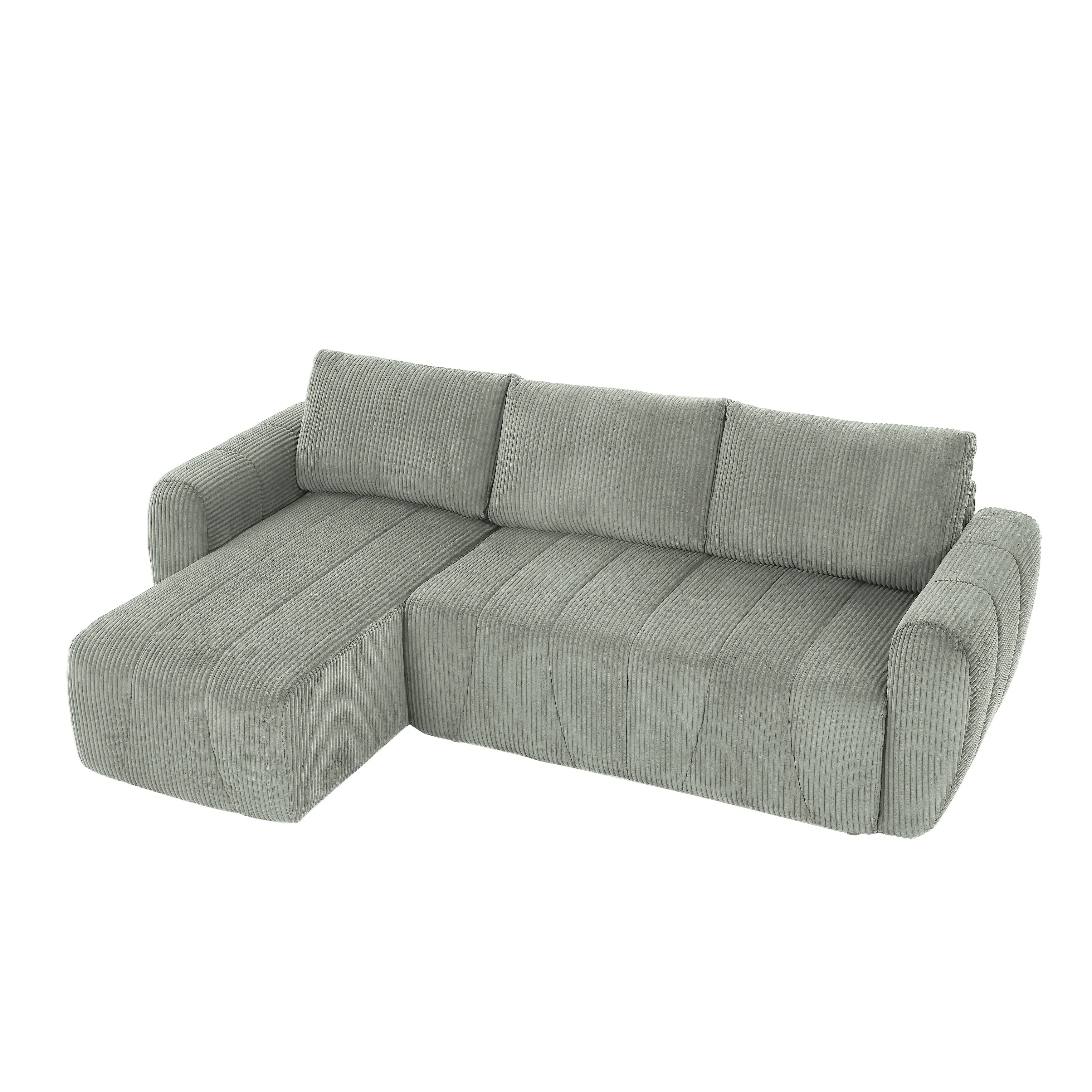 105.2 Corduroy L-Shaped Sectional Sofa with Convertible Chaise and Storage, 5-Seater