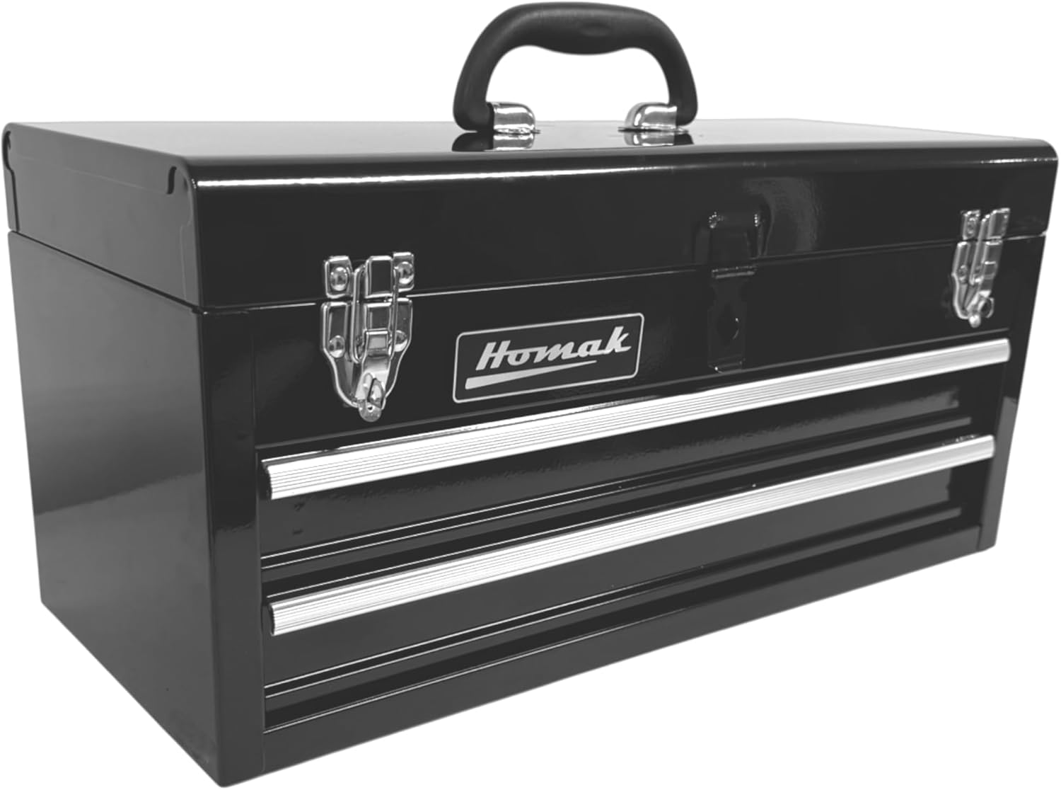 Homak 2 Drawer Ball Bearing Toolbox Chest, Black, 20 Inches