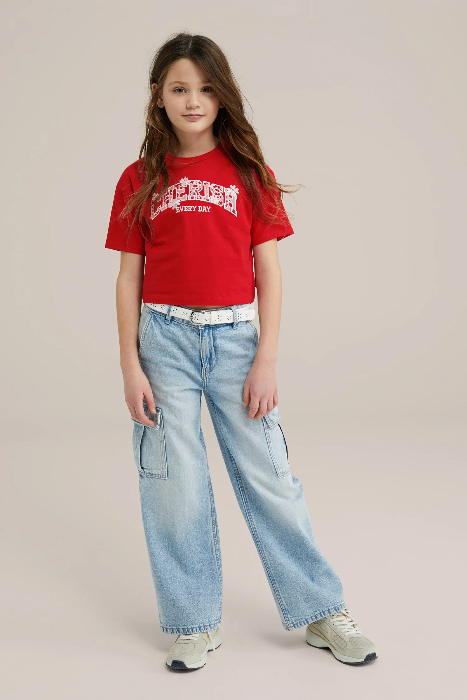 Meisjes cropped T-shirt met emroidery
