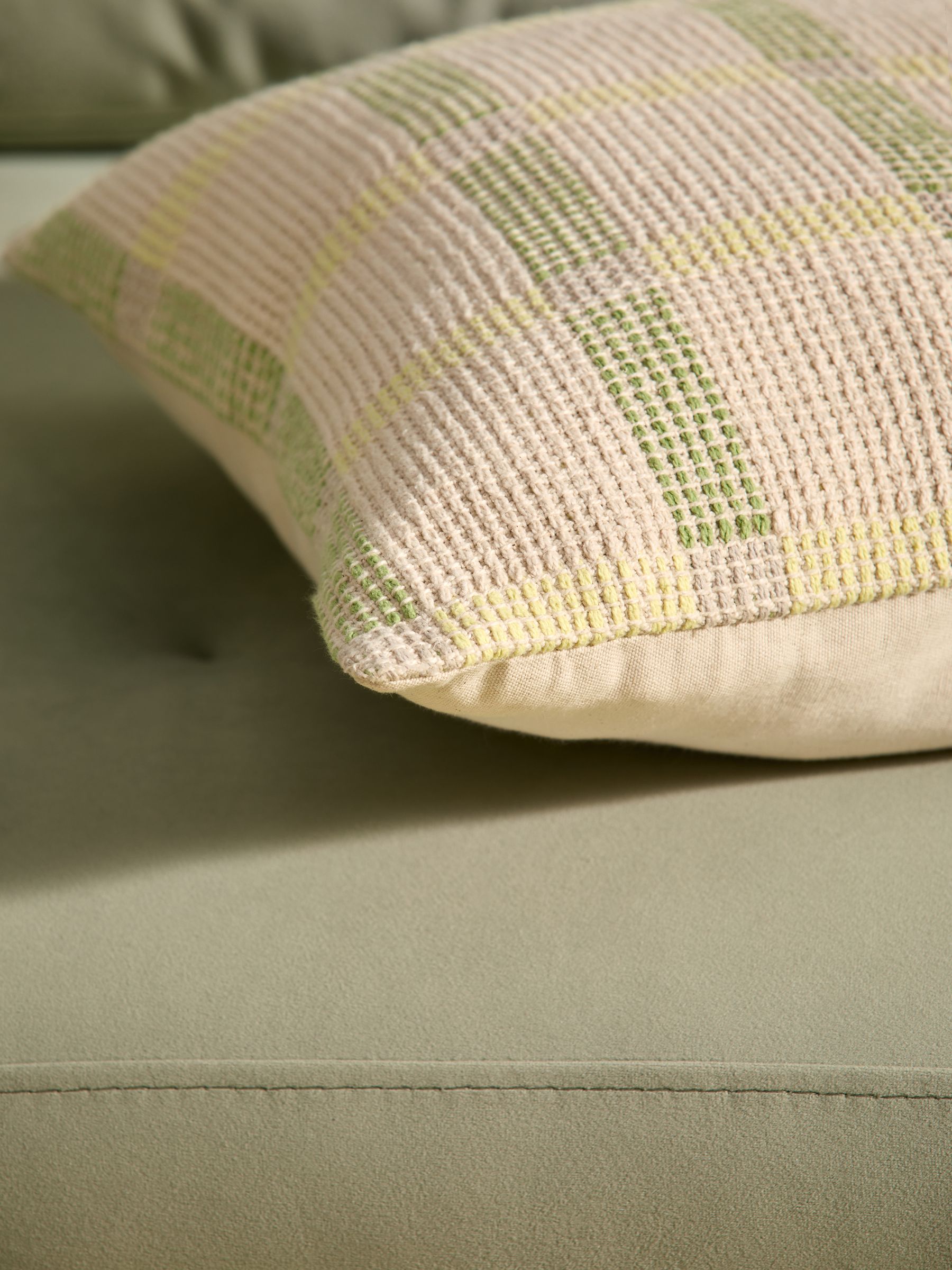 Cale Woven Check Cushion in Yellow
