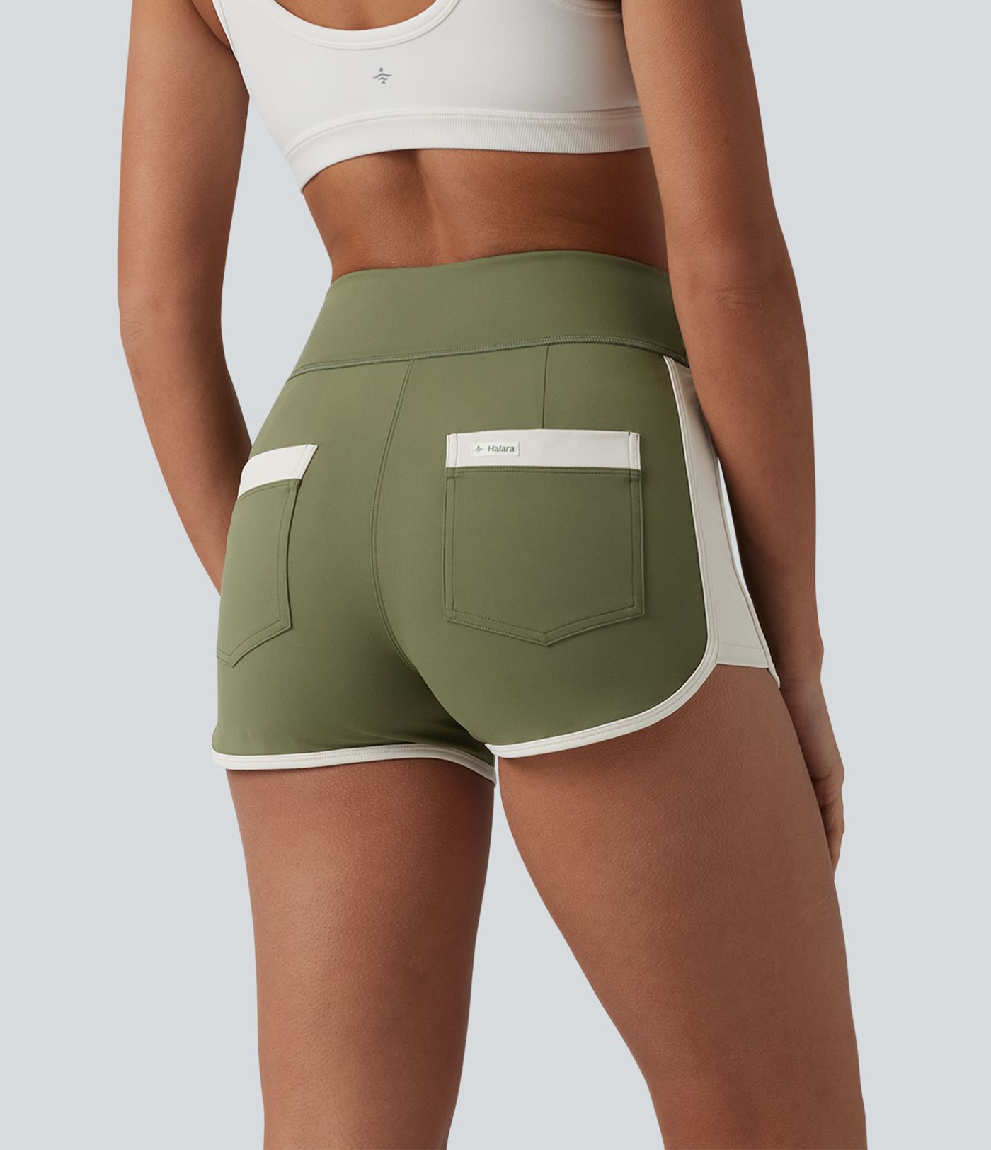 Short de sport SoftlyZero™ Airy 6,5 cm taille haute effet frais InstantCool color block, avec poches, protection solaire UPF50