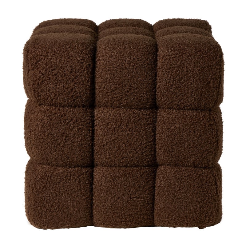 Poef chunk teddy - bruin - 36x36x36 cm