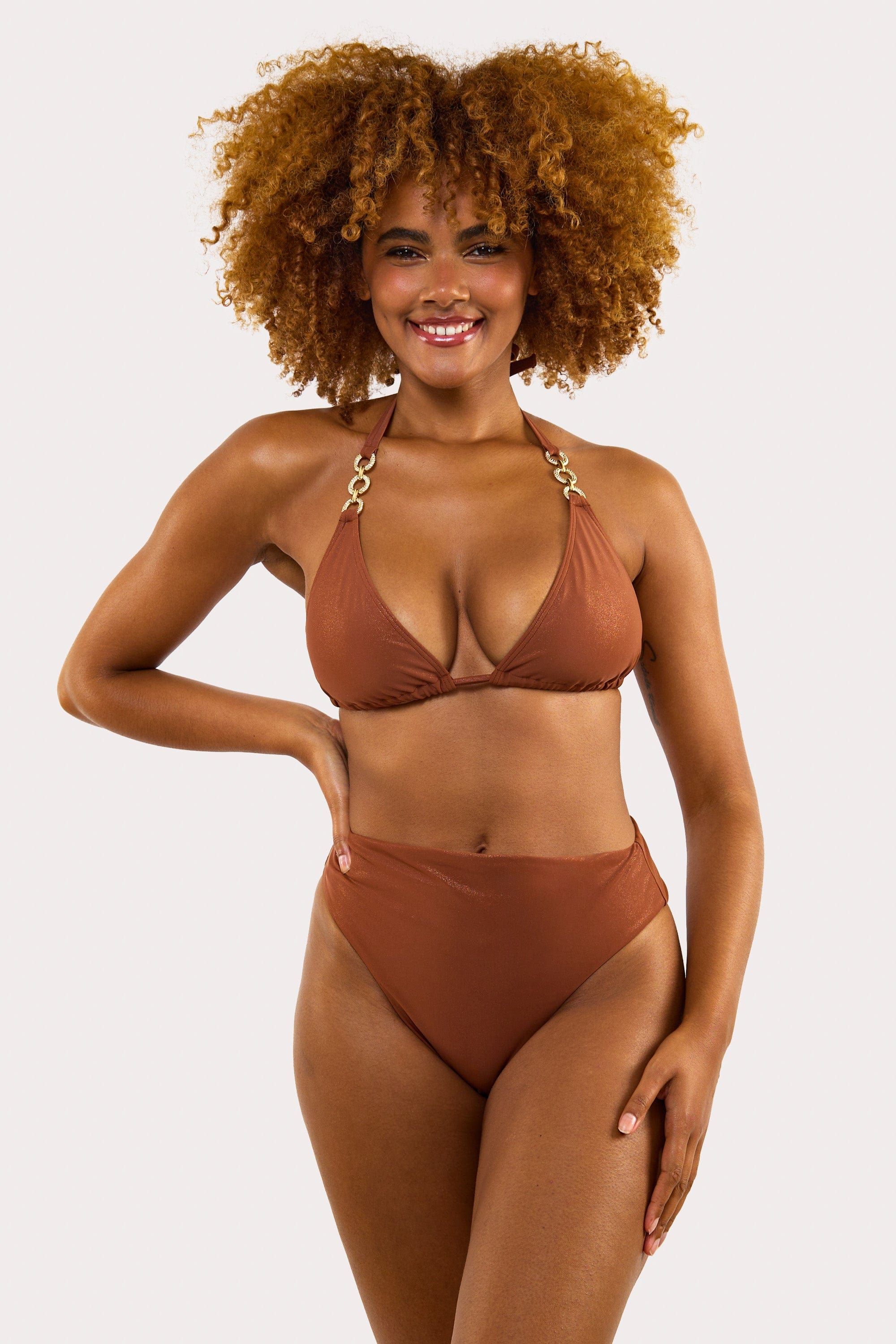 Wolf & Whistle Morgan Bronze Glitter Mix & Match High-Waist Brief
