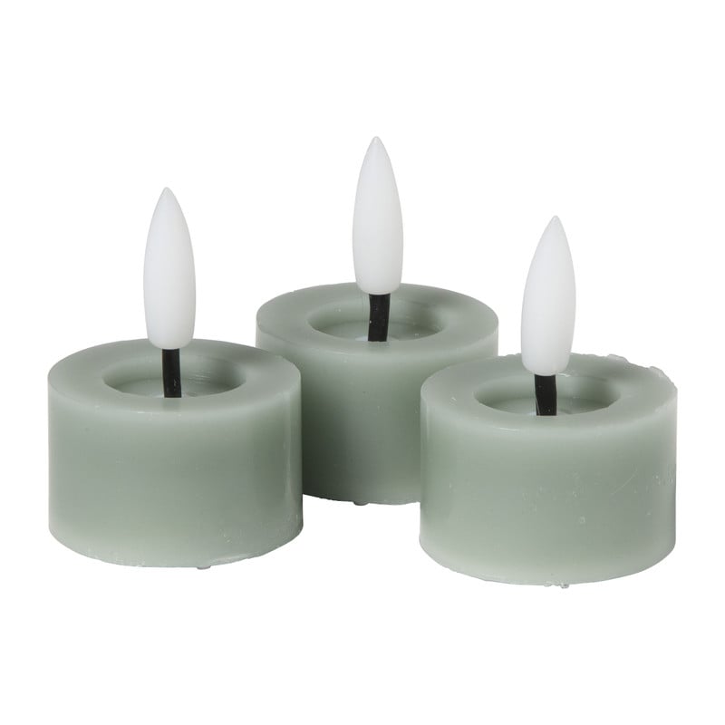 LED waxinelichten - groen - set van 3
