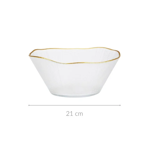 Szklana miska ze złotą obwódką DATURA, 21 cm