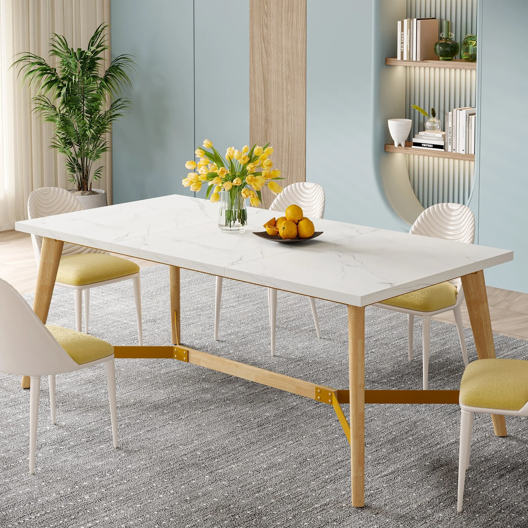 Dining Table for 6-8 People, 70.9-inch Rectangular Kitchen Table