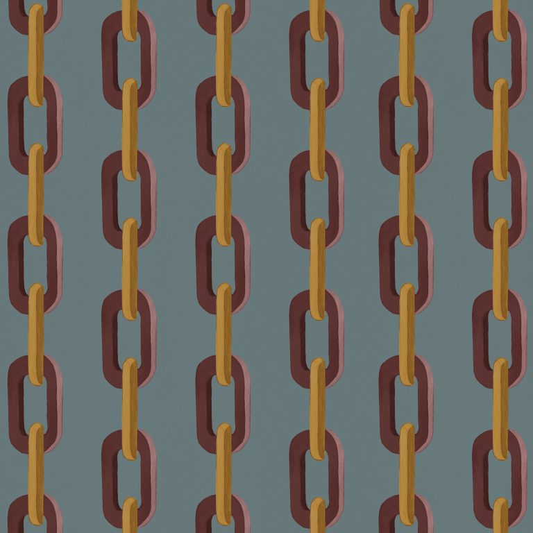 Catchii Behang Chain de chaine blauw wine rood