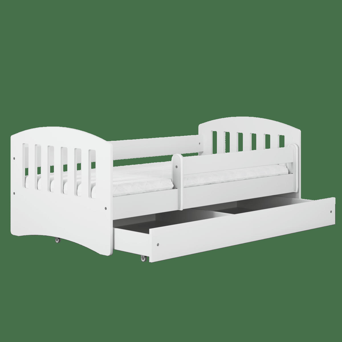 CLASSIC - Lit Enfant à barrière 160x80cm avec tiroir et matelas inclus