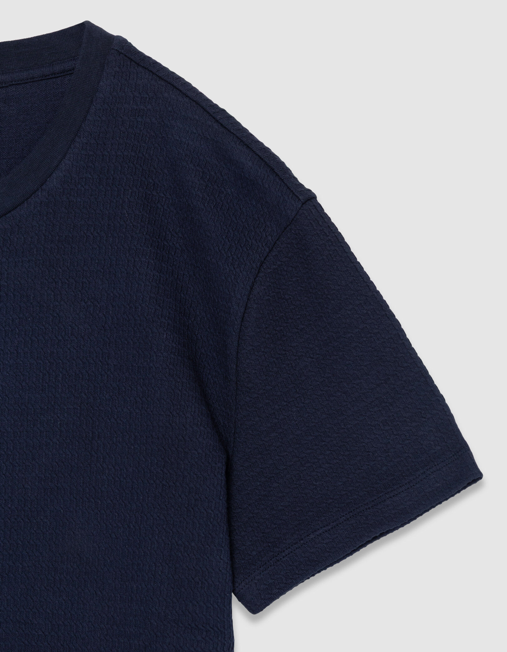 T-shirt col rond écru coton bio avec relief Homme